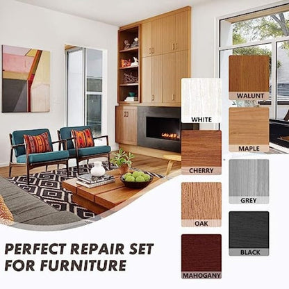 🎁 BUY 4 GET 4 FREE! 🪵 17-Piece Wood Repair Markers Kit – Make Scratches Disappear & Save Your Furniture in Seconds! 🛋️
